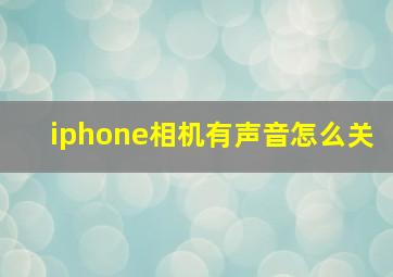 iphone相机有声音怎么关