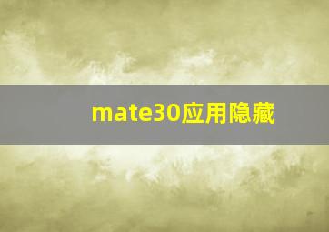 mate30应用隐藏