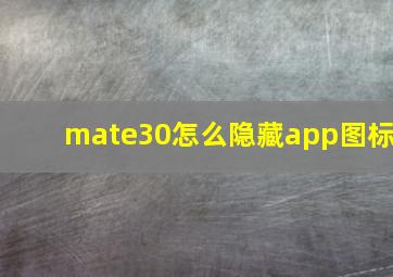 mate30怎么隐藏app图标