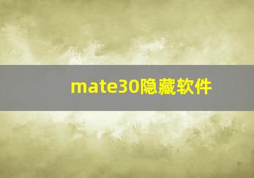 mate30隐藏软件