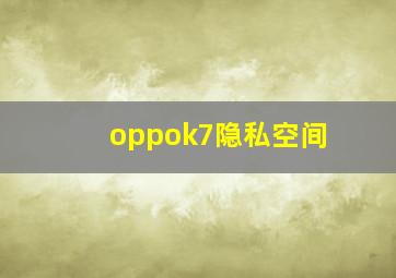 oppok7隐私空间