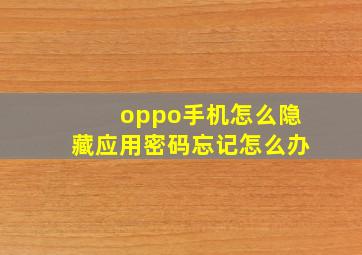 oppo手机怎么隐藏应用密码忘记怎么办