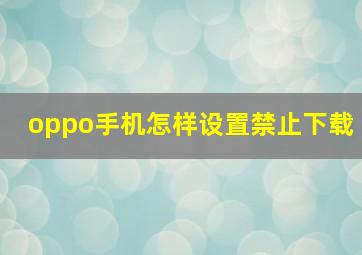 oppo手机怎样设置禁止下载