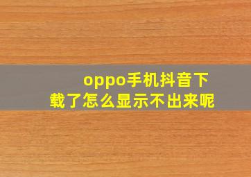 oppo手机抖音下载了怎么显示不出来呢