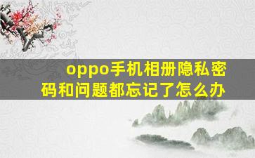 oppo手机相册隐私密码和问题都忘记了怎么办