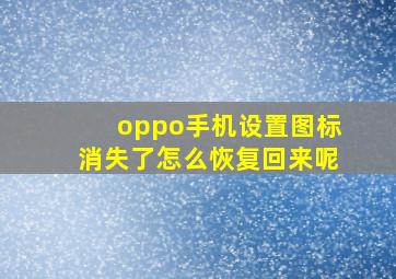 oppo手机设置图标消失了怎么恢复回来呢