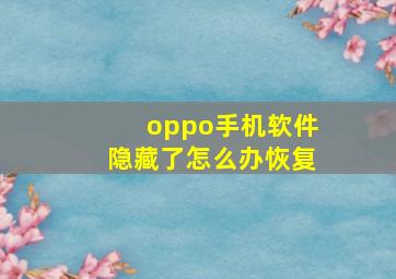 oppo手机软件隐藏了怎么办恢复