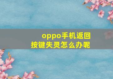 oppo手机返回按键失灵怎么办呢