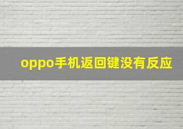 oppo手机返回键没有反应