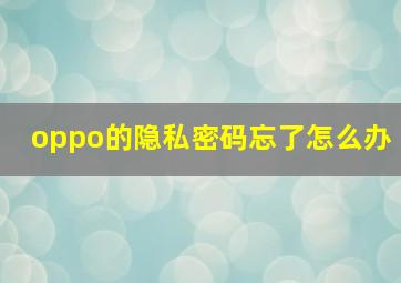 oppo的隐私密码忘了怎么办