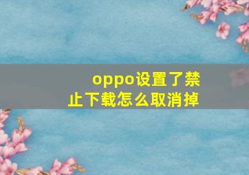 oppo设置了禁止下载怎么取消掉