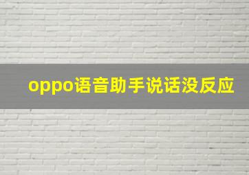 oppo语音助手说话没反应