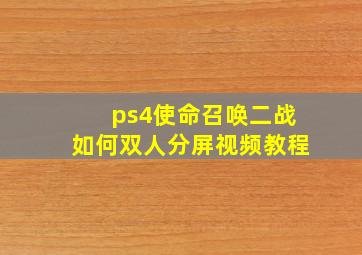 ps4使命召唤二战如何双人分屏视频教程