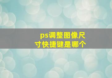 ps调整图像尺寸快捷键是哪个