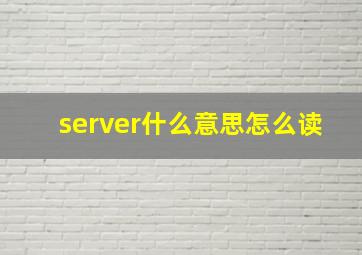 server什么意思怎么读