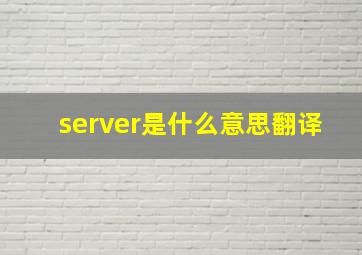 server是什么意思翻译