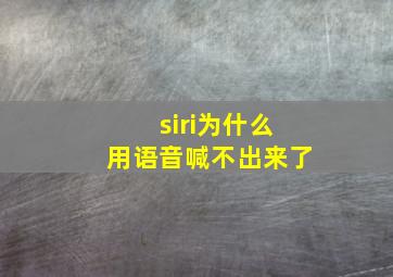 siri为什么用语音喊不出来了