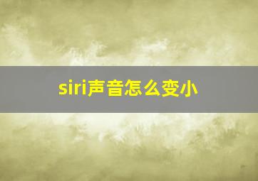 siri声音怎么变小