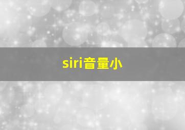 siri音量小