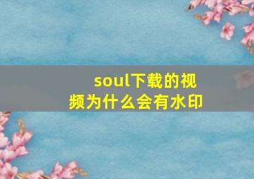 soul下载的视频为什么会有水印