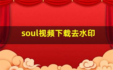 soul视频下载去水印