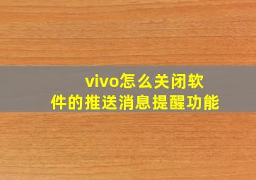 vivo怎么关闭软件的推送消息提醒功能