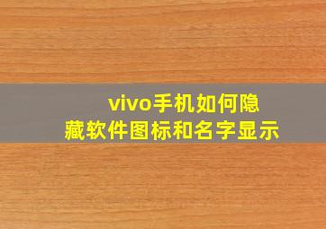 vivo手机如何隐藏软件图标和名字显示