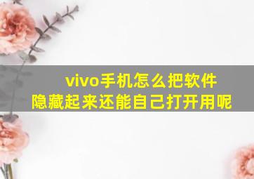 vivo手机怎么把软件隐藏起来还能自己打开用呢