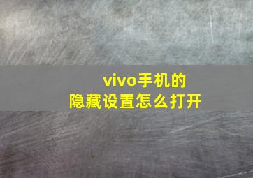 vivo手机的隐藏设置怎么打开