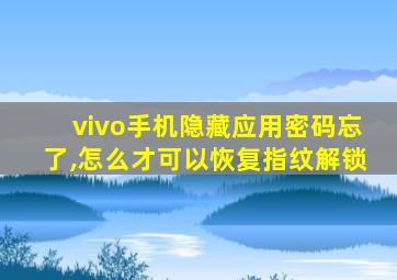 vivo手机隐藏应用密码忘了,怎么才可以恢复指纹解锁