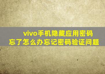 vivo手机隐藏应用密码忘了怎么办忘记密码验证问题