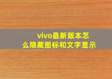 vivo最新版本怎么隐藏图标和文字显示