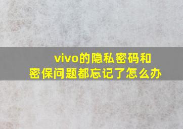 vivo的隐私密码和密保问题都忘记了怎么办