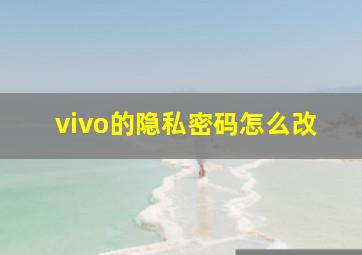 vivo的隐私密码怎么改