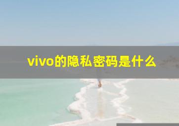 vivo的隐私密码是什么