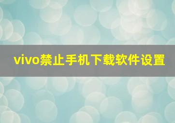 vivo禁止手机下载软件设置