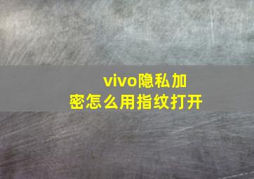 vivo隐私加密怎么用指纹打开