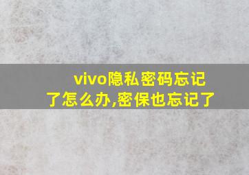 vivo隐私密码忘记了怎么办,密保也忘记了