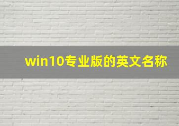 win10专业版的英文名称