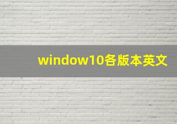 window10各版本英文