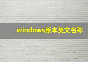 windows版本英文名称