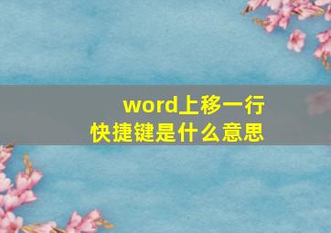 word上移一行快捷键是什么意思