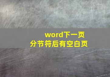 word下一页分节符后有空白页