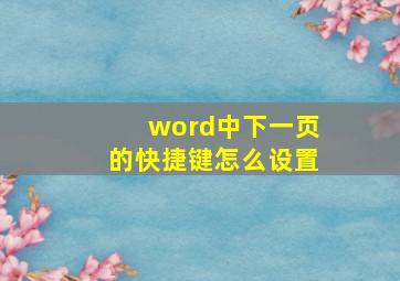 word中下一页的快捷键怎么设置