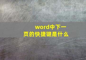 word中下一页的快捷键是什么