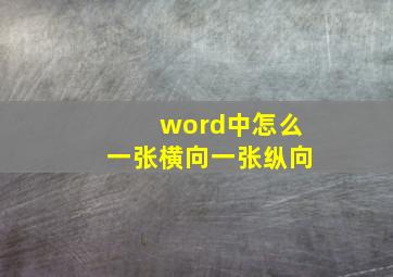 word中怎么一张横向一张纵向