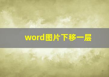 word图片下移一层