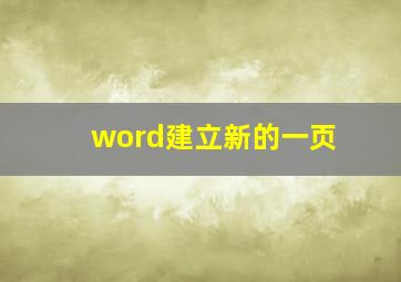 word建立新的一页