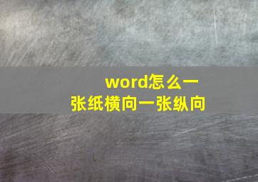 word怎么一张纸横向一张纵向