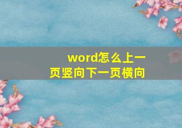 word怎么上一页竖向下一页横向